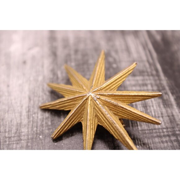 Signed AJC Starburst Brooch Pin Mid Century Modern Jewelry Texture Gold Tone Vtg - Picture 3 of 9